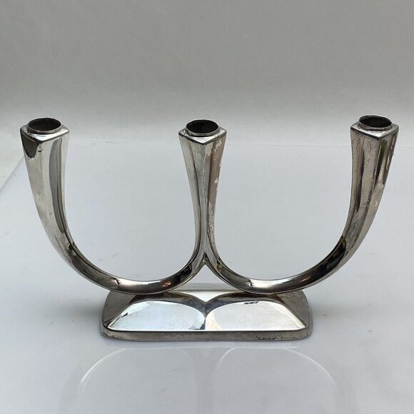 WMF Candle Holder Silverplate Candelabra Mid Century Modern 10.5" Centerpiece - Picture 3 of 11